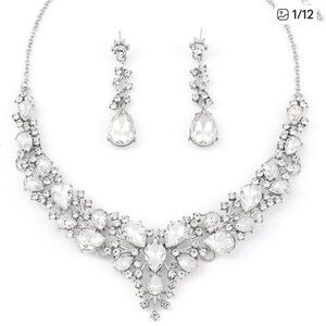 Crystal Bridal Jewelry Set Women's Rhinestone Necklace and Earrings Sets